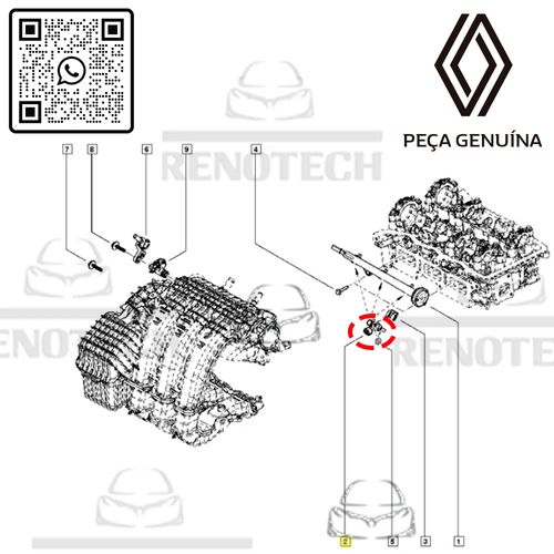 166002099R - BICO INJETOR DE COMBUSTIVEL - MOTOR - 1.0 12V -B4D- - A PARTIR DE 2016 - KWID-D